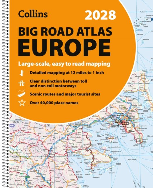 2028 Collins Big Road Atlas Europe: Clear and Detailed Map of Europe in A3 Size with Spiral Binding