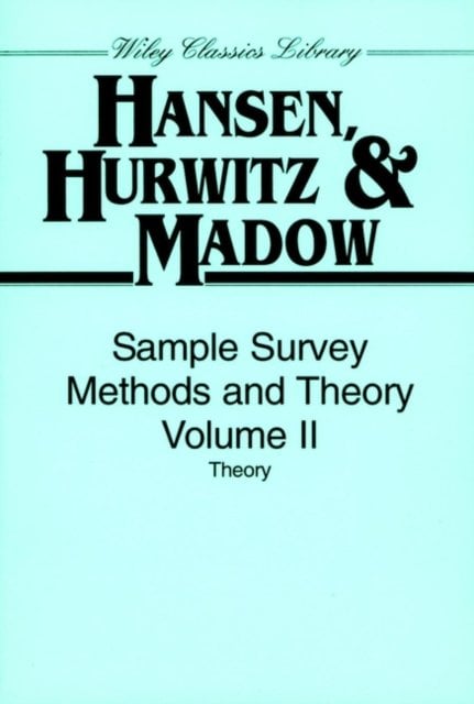Sample Survey Methods and Theory V2 Hansen Paperback Wiley–Blackwell