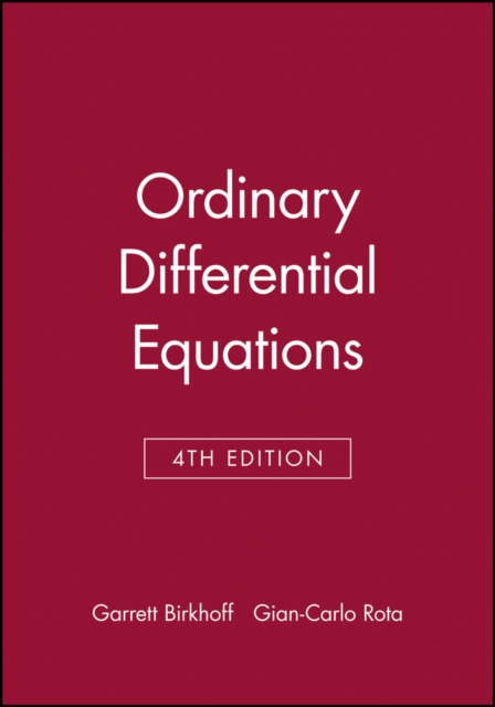 Ordinary Differential Equations 4e Birkhoff Paperback John Wiley & Sons