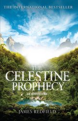 The Celestine Prophecy by James Redfield, book cover depicting a secluded river surrounded by lush forest and a celestial light glowing in the back