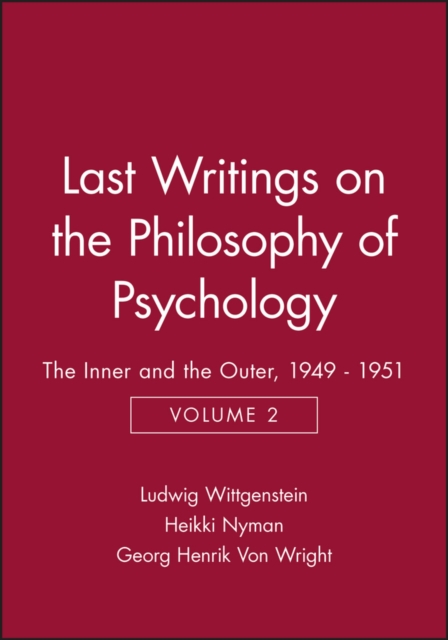 Last Writings on the Philosophy of Psychology V 2 Wittgenstein Paperback