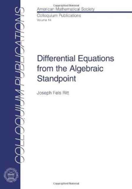 Differential Equations from the Algebraic Standpoint Ritt Paperback