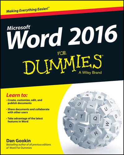 Word 2016 For Dummies Gookin Paperback John Wiley & Sons 9781119076896