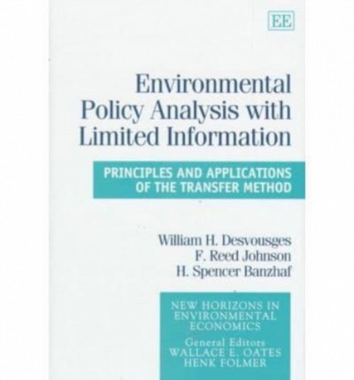 Environmental Policy Analysis With Limited Infor – Principles and Applications …