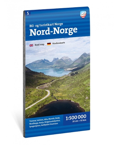Car and tourist map of Northern Norway (Nord-Norge): 1:500 000